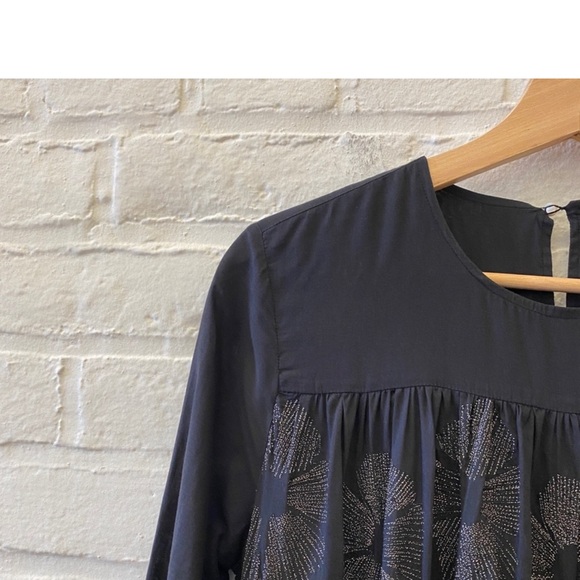 Merlette “Soliman” Black Tiered Mini Dress with Metallic Embroidery. Size S - Picture 5 of 9